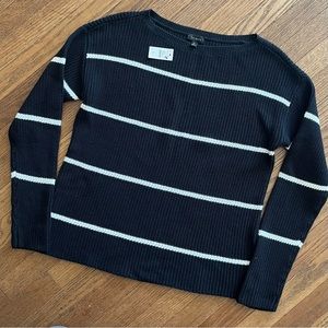 Talbots Black/White Stripes Prime Cotton Sweater Fits S/M